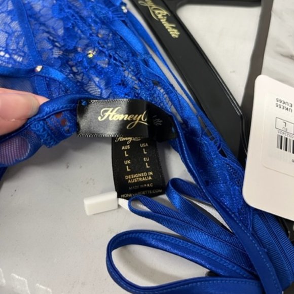 Honey Birdette Elsie Cobalt Blue Strappy Thong - Picture 5 of 5
